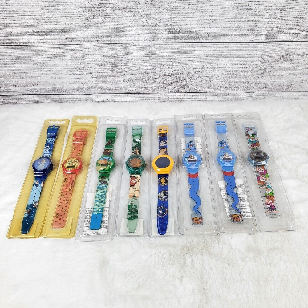 Vtg Disney Digital Watch Lot Of 8 Snow White Cinderella Lion King Aladdin NWT